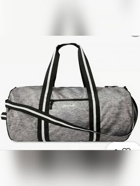 PINK By Victoria's Secret Large Grey Space Dyed Duffel Bag Black And White